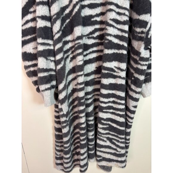 Terra & Sky Cardigan 4X Gray Tiger Stripe Jacquard Eyelash Duster Open-Front NWT - Picture 6 of 8